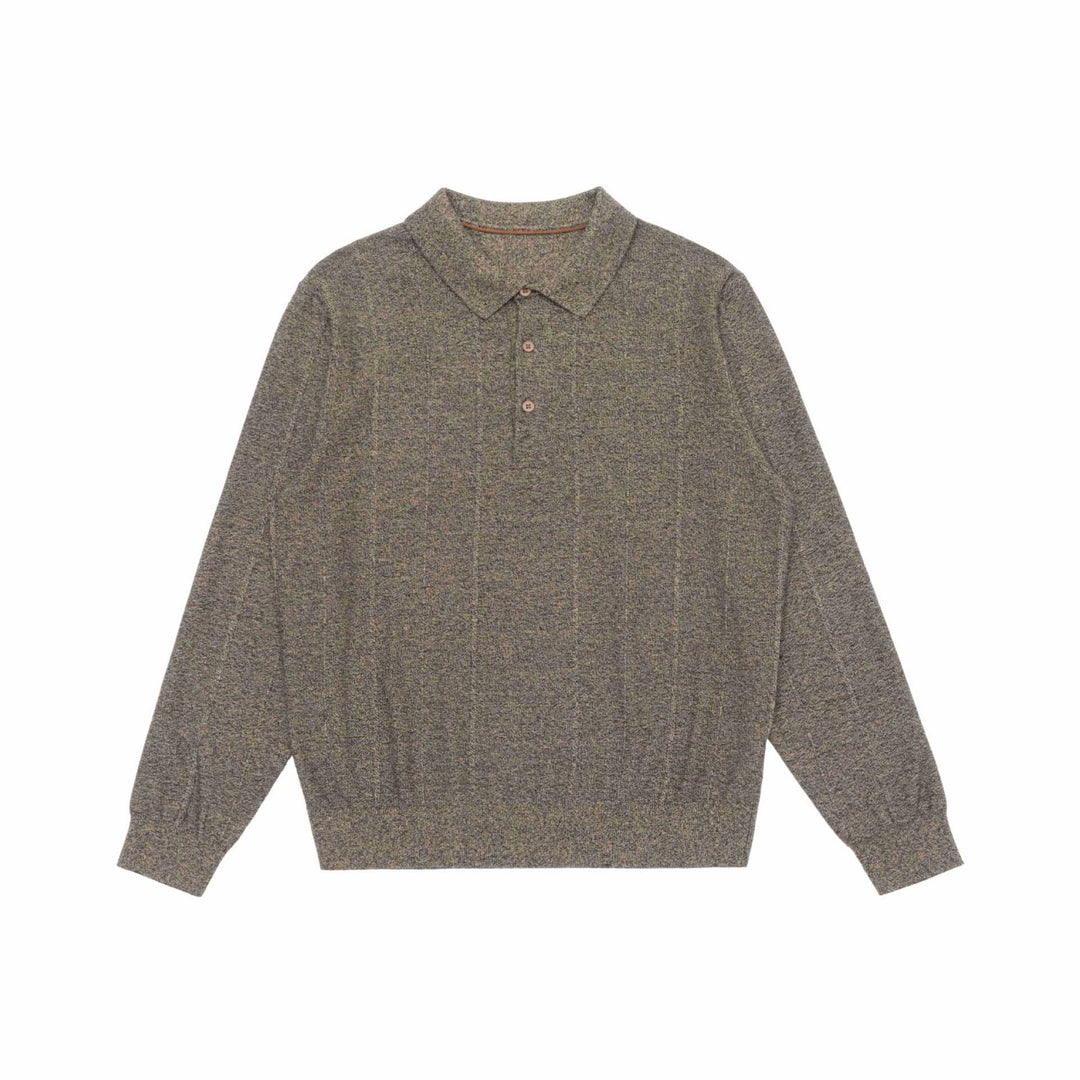 Unisex Feinstruktur-Polo-Strickpullover mit Hemdkragen und geripptem Saum Drune