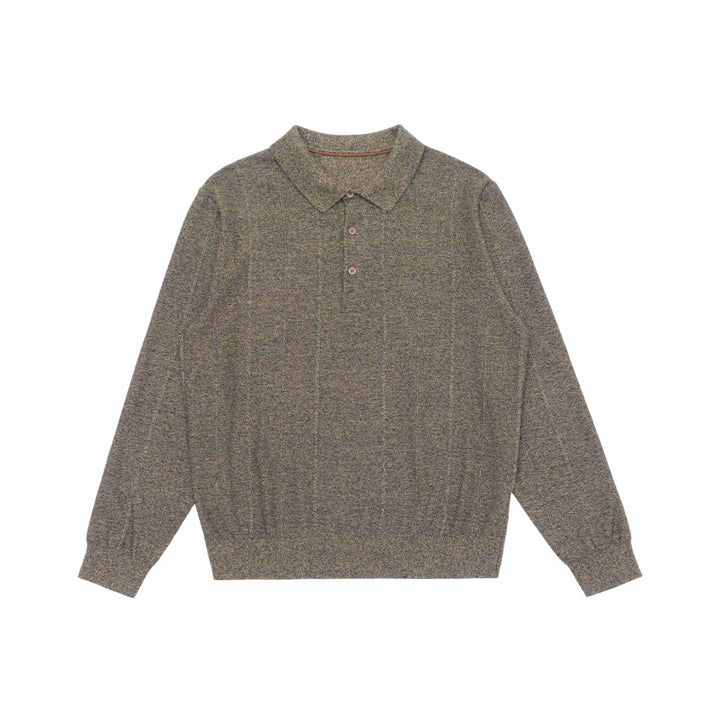 Unisex Feinstruktur-Polo-Strickpullover mit Hemdkragen und geripptem Saum Drune