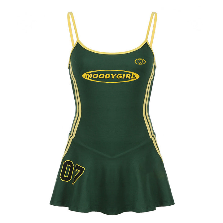 Damen Sportliches Badekleid mit Rüschen und verstellbaren Trägern Drune