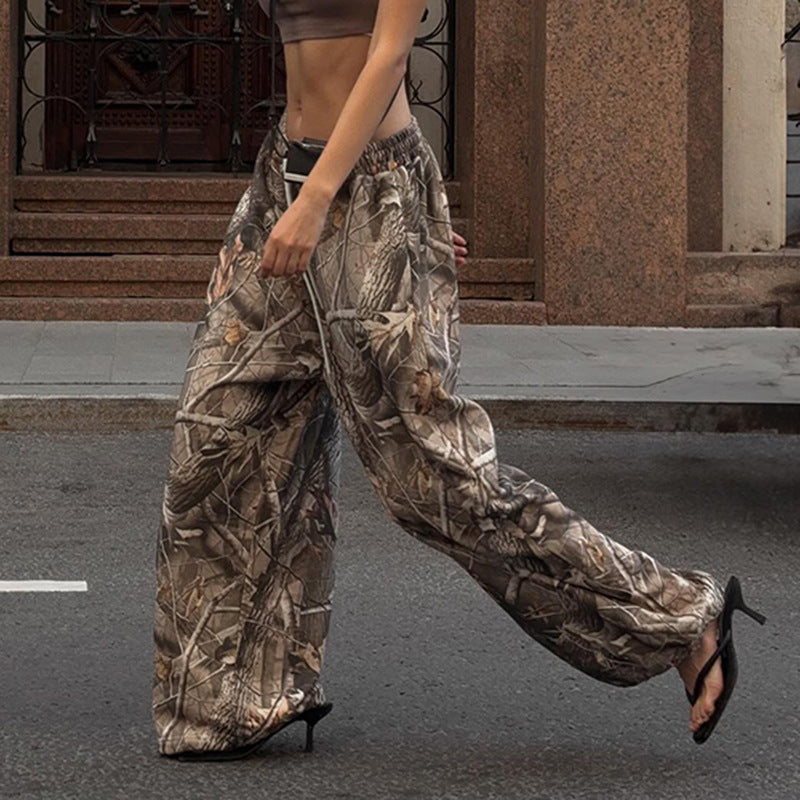 Damen nan lässige Highwaist-Loungehose mit elastischem Tunnelzug, tiefem Schritt und seitlichen Eingrifftaschen Drune