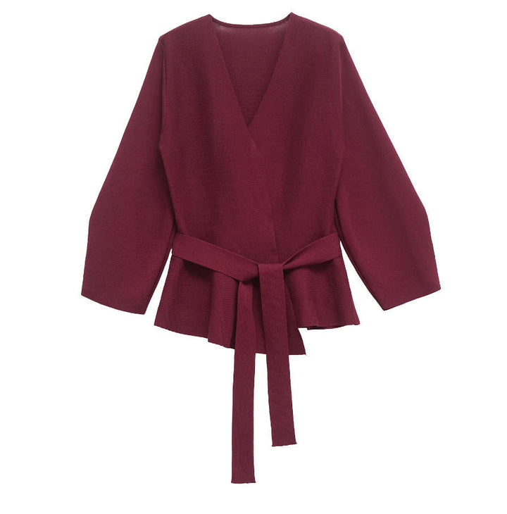 Damen 50+ Wickelcardigan mit V‑Ausschnitt, Taillenband und leichtem Schößchen Drune