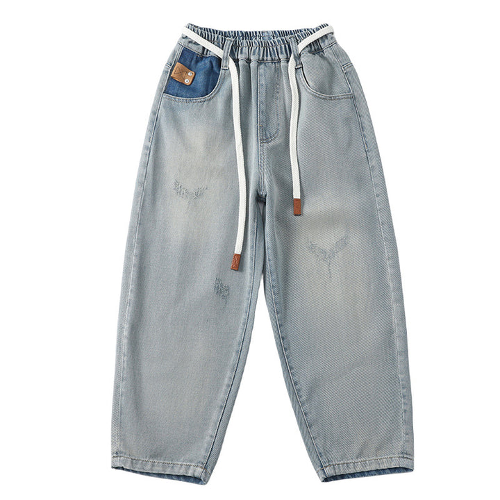 Herren lässige Baggy-Jeans mit Farbkontrasten Drune
