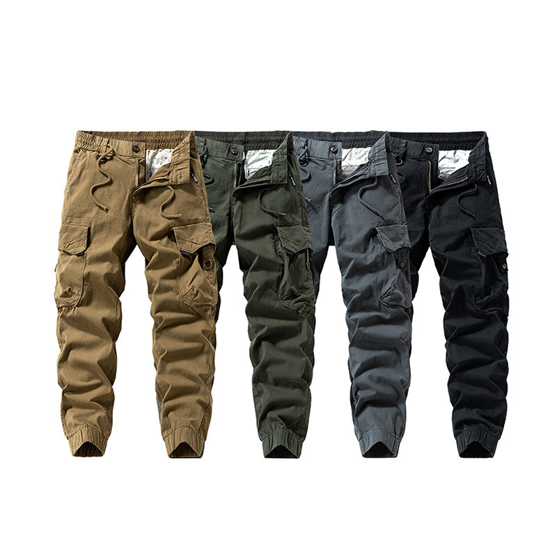 Herren Strapazierfähige Twill-Cargohose im Joggercut mit Tunnelzugbund, aufgesetzten Klapptaschen und gerippten Bündchen Drune