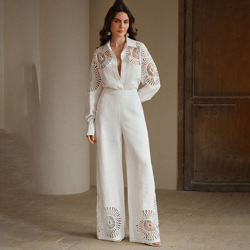 Damen Elegante Blusen und Hosen Kombination Drune