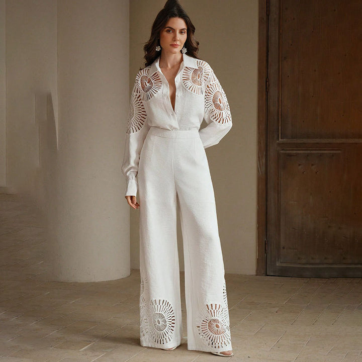 Damen Elegante Blusen und Hosen Kombination Drune