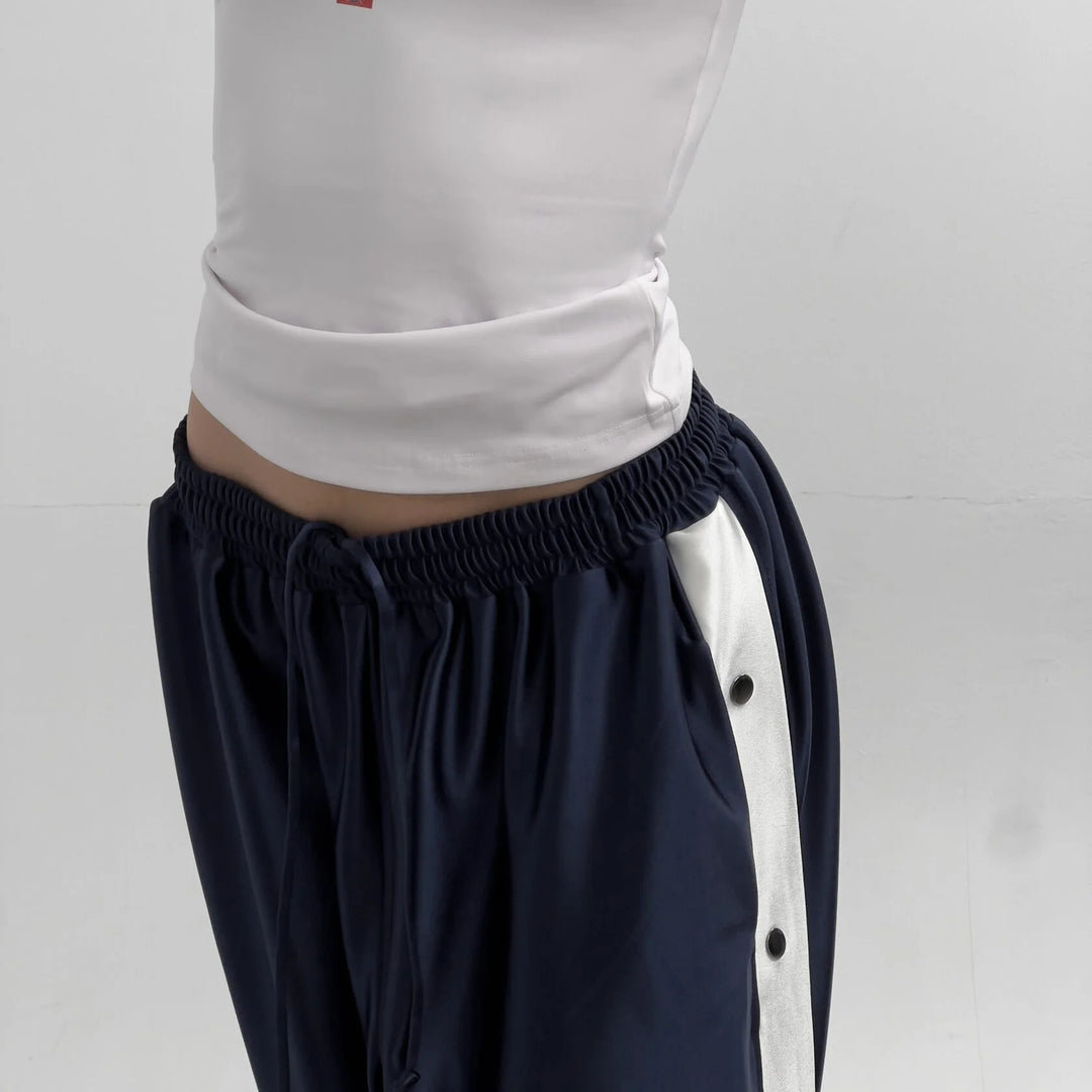 Damen Sportliche Freizeithose mit Druckknopfverschluss Drune