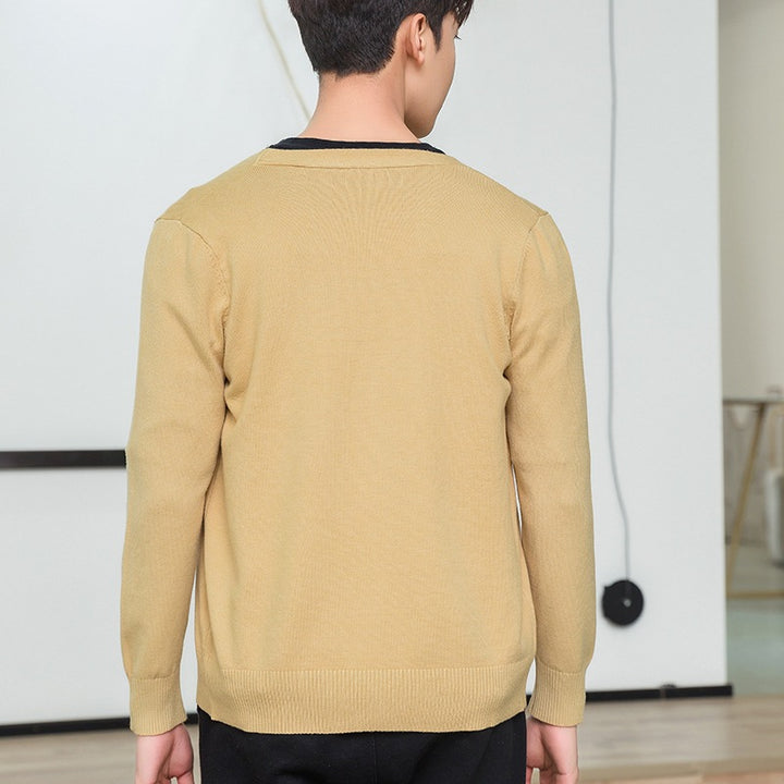 Herren Feiner V‑Ausschnitt-Cardigan aus leichtem Feinstrick mit geripptem Saum Drune