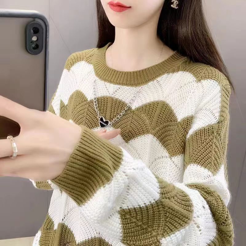 Damen Grobstrickpullover mit Wellenmuster Drune