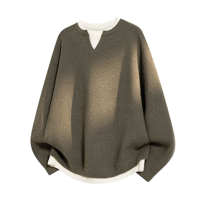 Damen Eleganter lässiger Pullover mit V-Ausschnitt und weitem Schnitt Drune