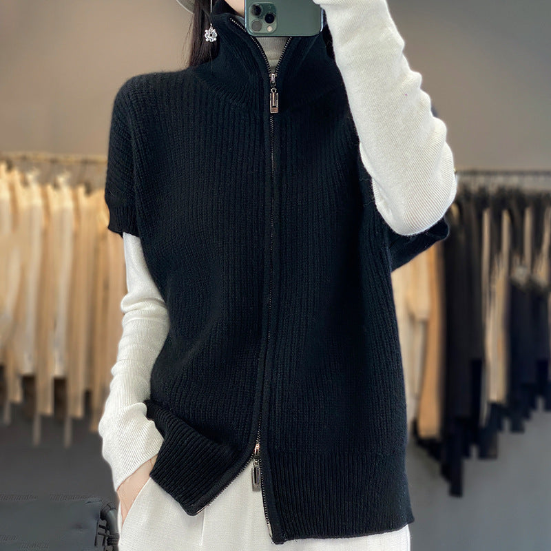 Damen Strickjacke mit Rollkragen und durchgehendem Reißverschluss Drune