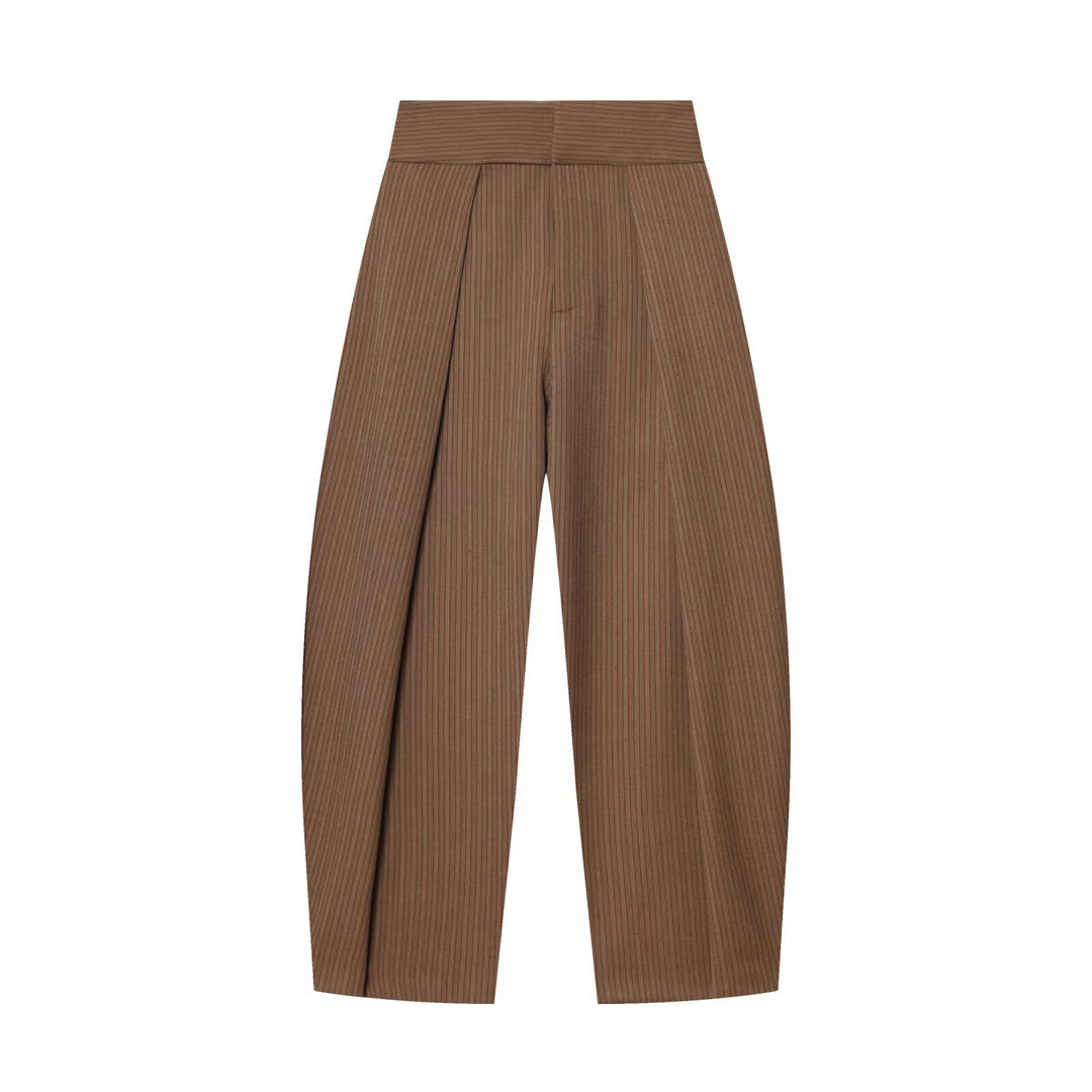 Damen Hochtaillierte Plissée-Hose mit weitem Bein und markanten Vorderfalten Drune