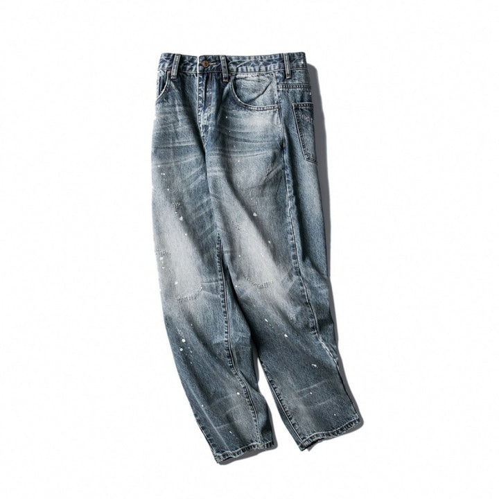 Herren Weite Baggy-Jeans mit Used-Waschung, Paint‑Splatter‑Effekt und Relaxed‑Silhouette Drune