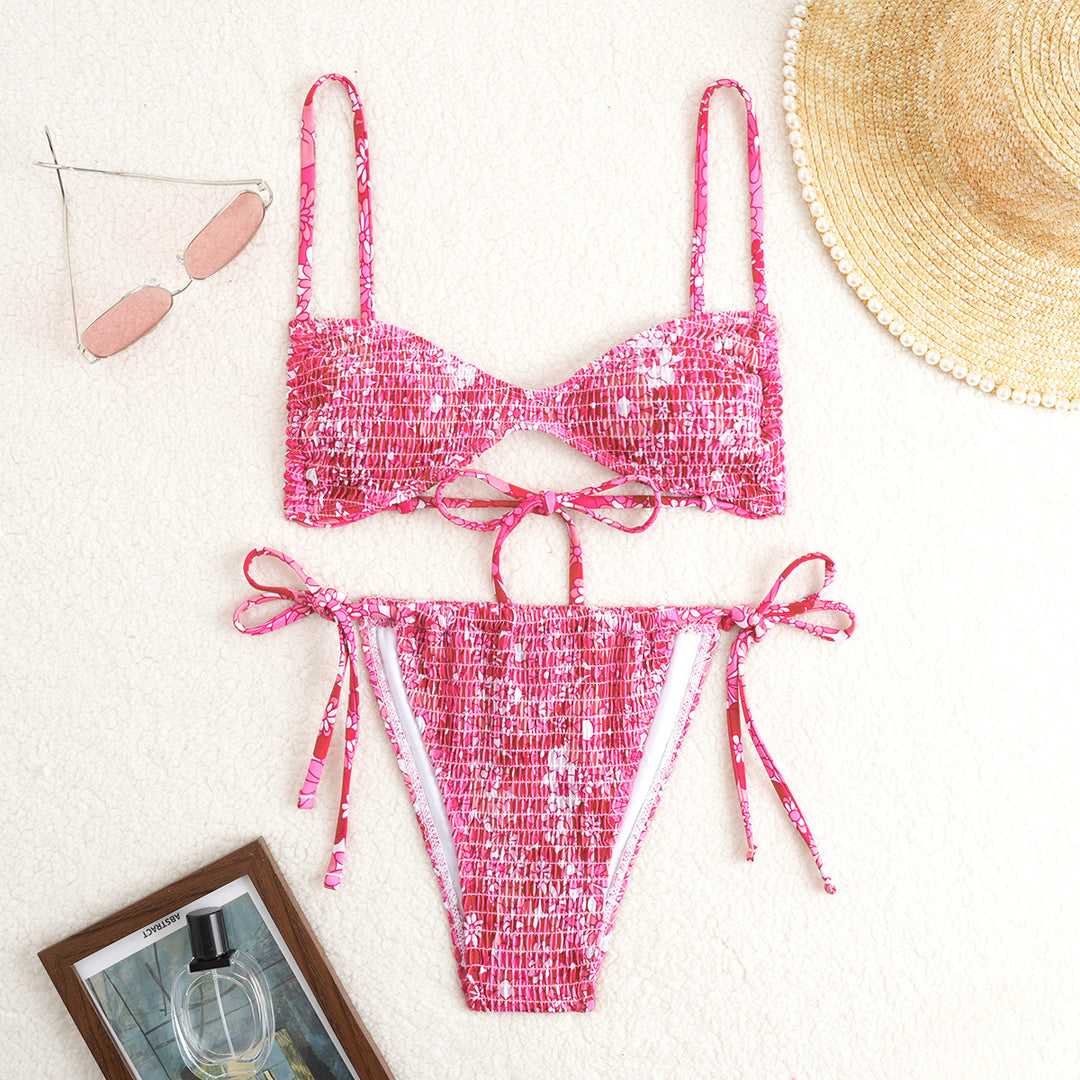 Damen Raffiniertes Bikini-Set mit Blütenmuster Drune