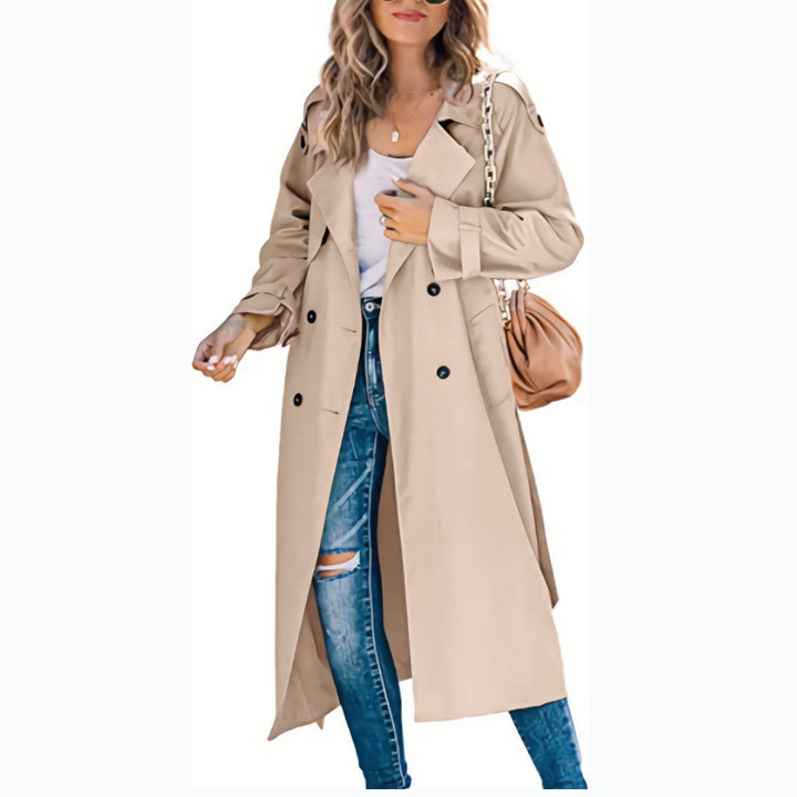 Damen Eleganter Trenchcoat im Oversize-Stil mit Taillengürtel Drune