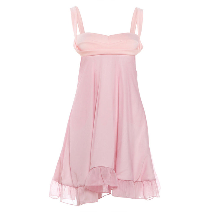 Damen Chiffonkleid mit fließendem Saum und herzförmigem Ausschnitt Drune