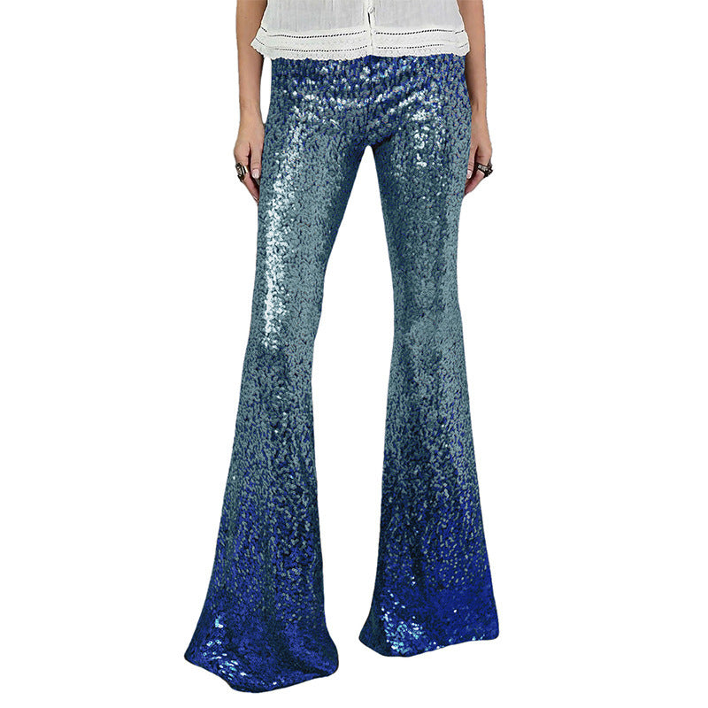 Damen Glitzernde Schlaghose mit luxuriösem Pailletten-Muster Drune