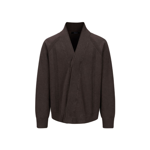 Herren Grobstrick-Cardigan mit Schalkragen und Rippenbündchen Drune