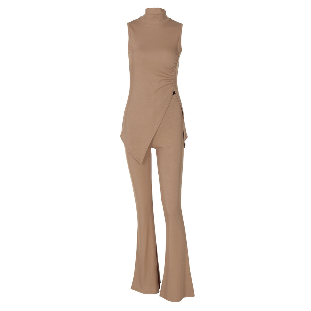 Damen elegant geschnittenes Einteiler-Set mit asymmetrischem Design und Stehkragen Drune