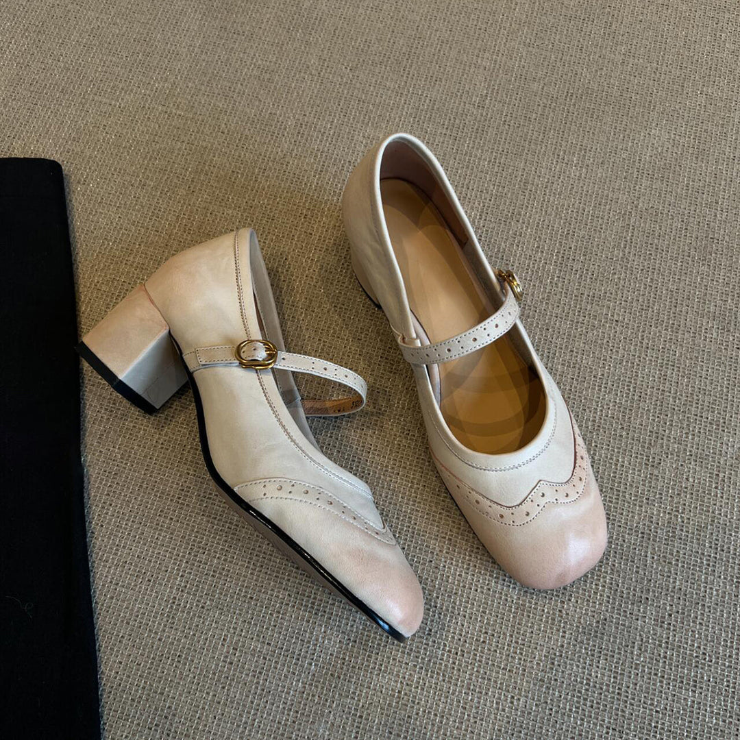 Damen elegante Mary Janes mit modischem Riemen und hochwertiger Ledersohle Drune