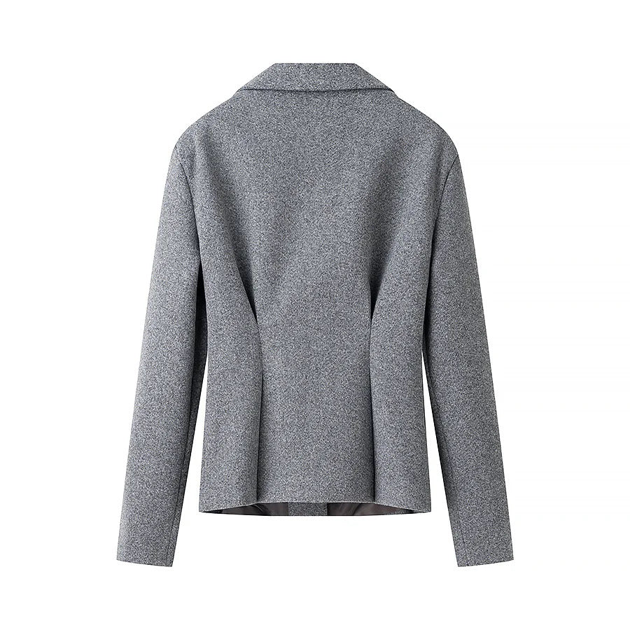 Damen nan tailliertes Zweiteiler-Blazer- und Midirock-Set mit Wiener Nähten und plisseeartigem Faltenwurf Drune