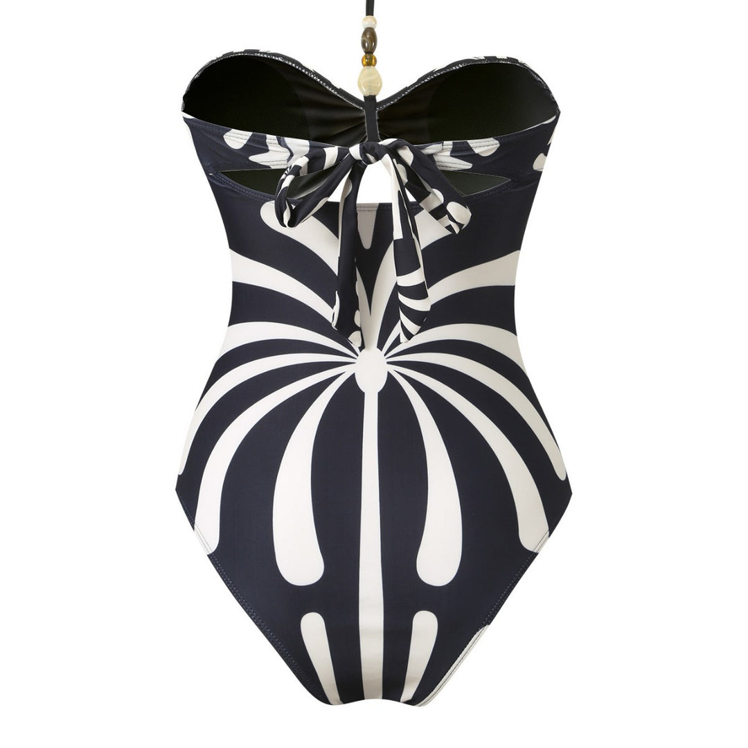 Damen Eleganter Bandeau-Badeanzug mit passendem transparenter Langrock Drune