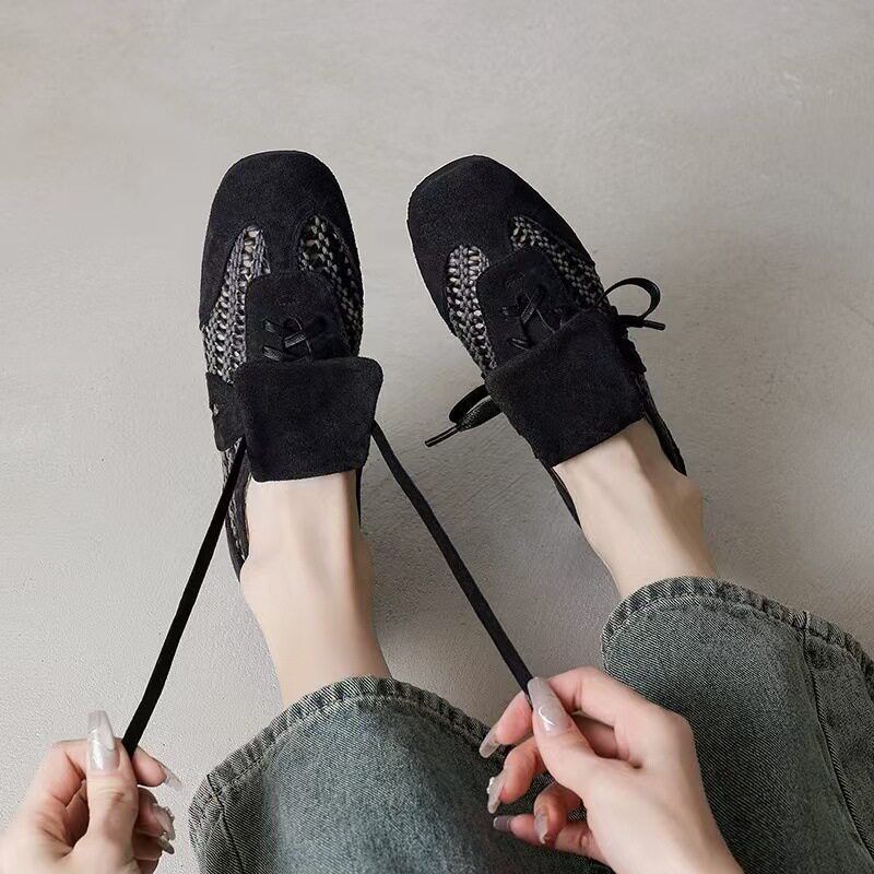 Damen Mokassin-Sneaker aus Veloursleder mit geflochtenen Einsätzen und umklappbarer Zunge Drune