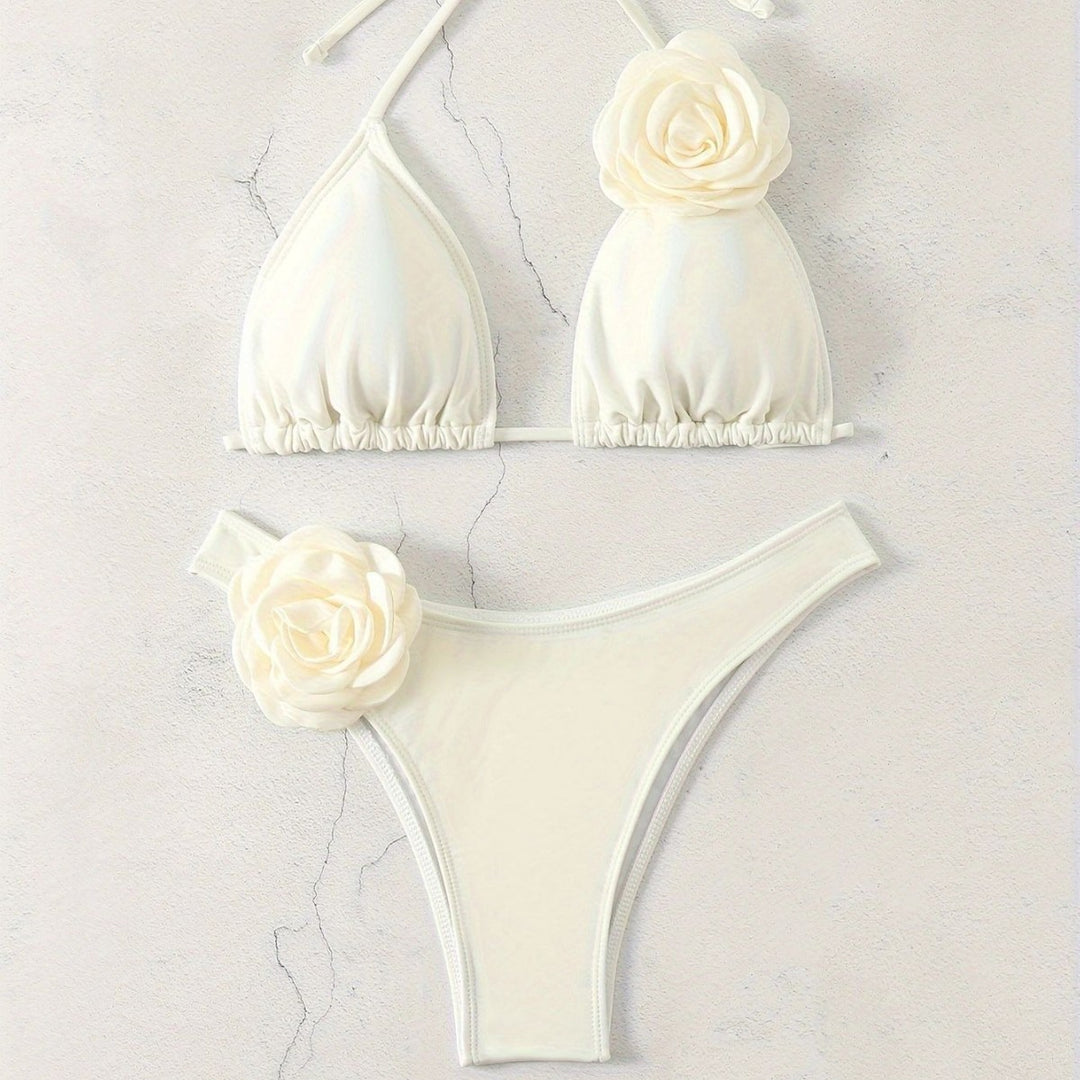 Damen Sexy Triangel-Bikini mit Blumendetails Drune