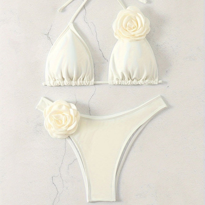Damen Sexy Triangel-Bikini mit Blumendetails Drune