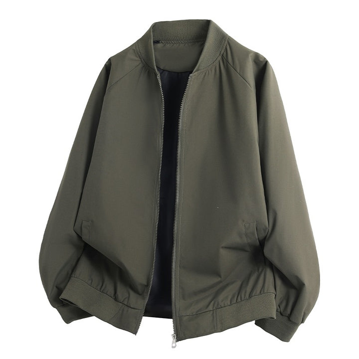 Herren Leichte Oversize Blouson-Bomberjacke mit Raglanärmeln, Zwei-Wege-Reißverschluss und Eingrifftaschen Drune