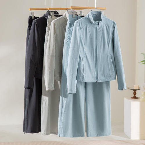 Damen schlichte taillierte Lederjacke mit Stehkragen und Zwei-Wege-Reißverschluss Drune