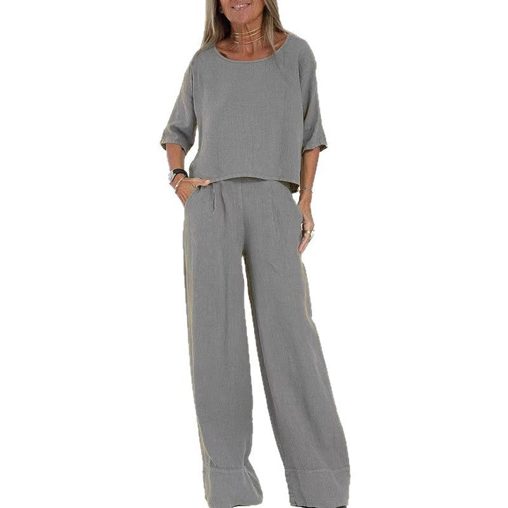 Damen stilvolles Hosenanzug-Set aus Leinen Drune