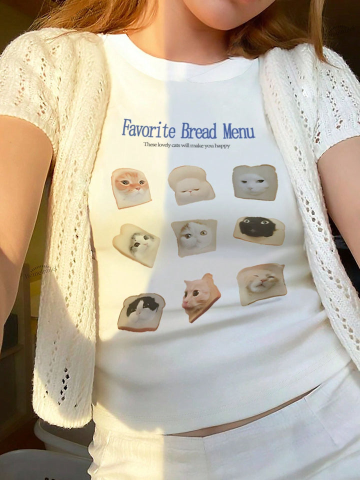 Damen Crop-T-Shirt mit auffälligem Grafiken-Design und frechem Statementdruck Drune