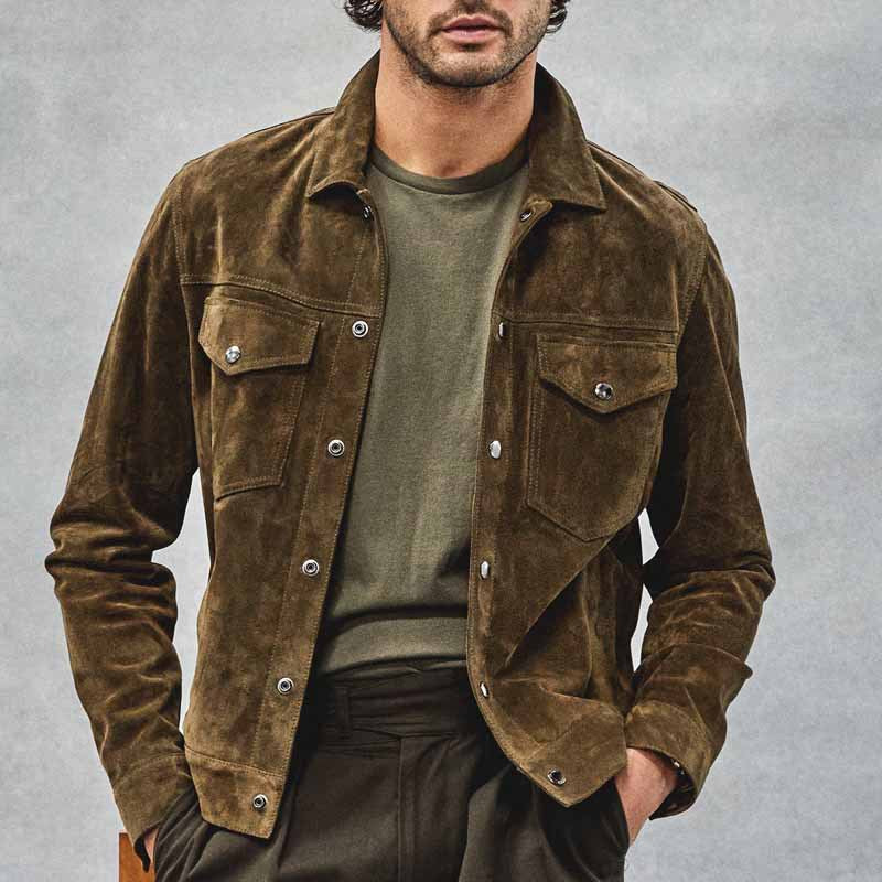 Herren Wildlederjacke im lässigen Stil mit praktischen Taschen Drune