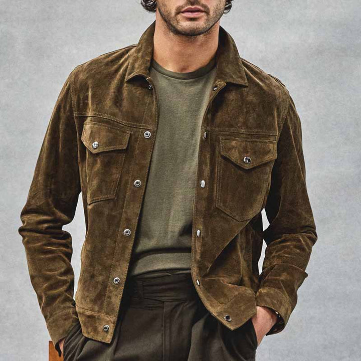 Herren Wildlederjacke im lässigen Stil mit praktischen Taschen Drune