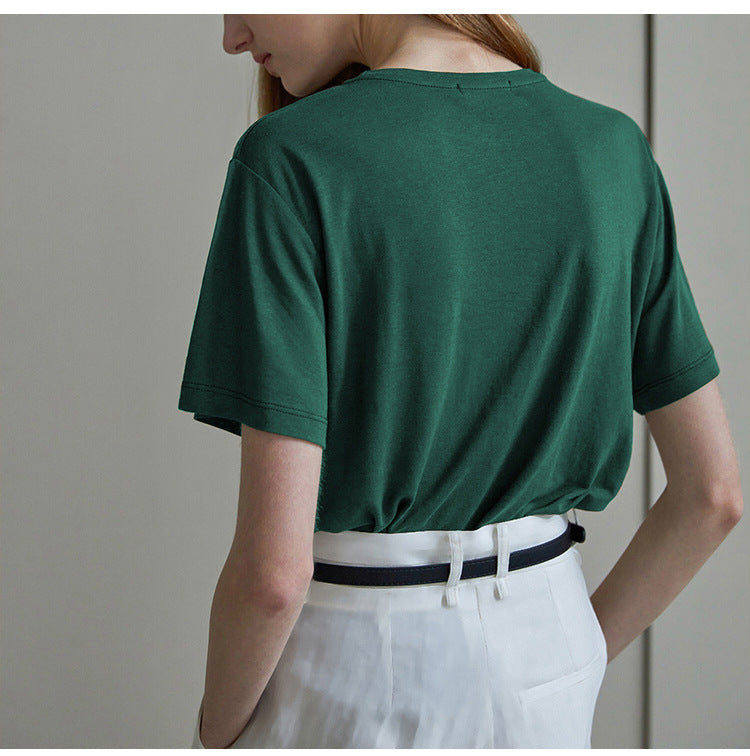 Damen lässiges Oversize T-Shirt aus atmungsaktiver Baumwollmischung mit strukturierter Oberfläche Drune
