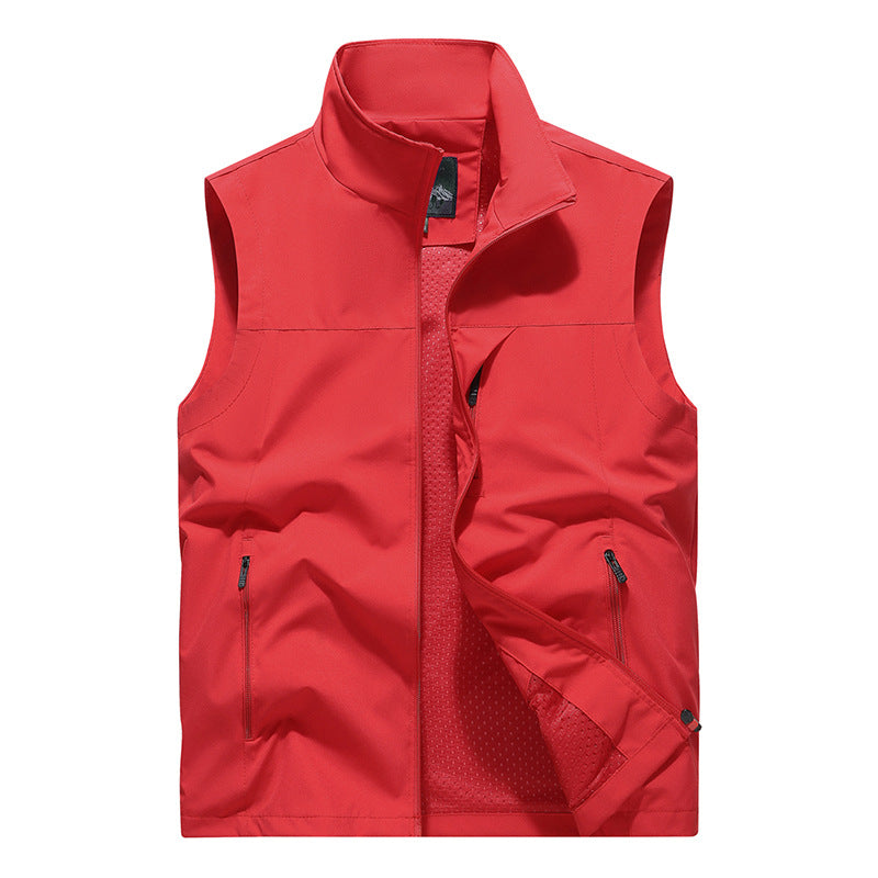 Herren Winddichte Softshell‑Outdoorweste mit belüftetem Mesh‑Innenfutter und verdeckten Reißverschlusstaschen Drune