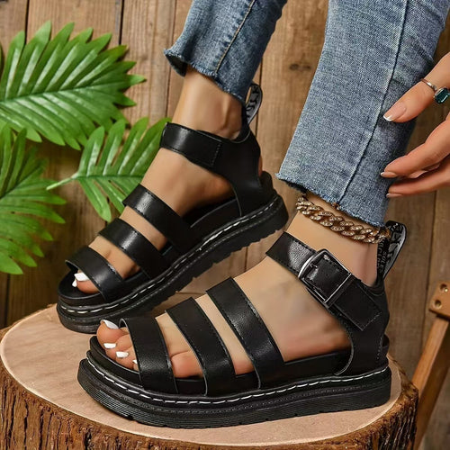 Damen Bequeme Sandalen mit verstellbarem Riemen Drune