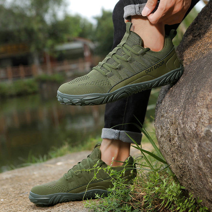 Herren leichte Outdoor-Trailrunning-Sneaker mit atmungsaktivem Strickoberteil, verstärkter Zehenkappe und griffiger Offroad-Laufsohle Drune
