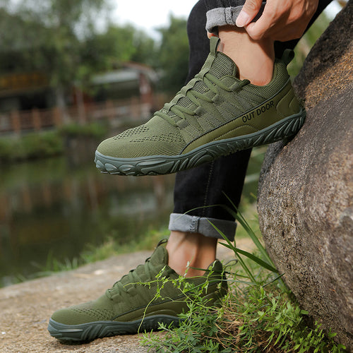 Herren leichte Outdoor-Trailrunning-Sneaker mit atmungsaktivem Strickoberteil, verstärkter Zehenkappe und griffiger Offroad-Laufsohle Drune