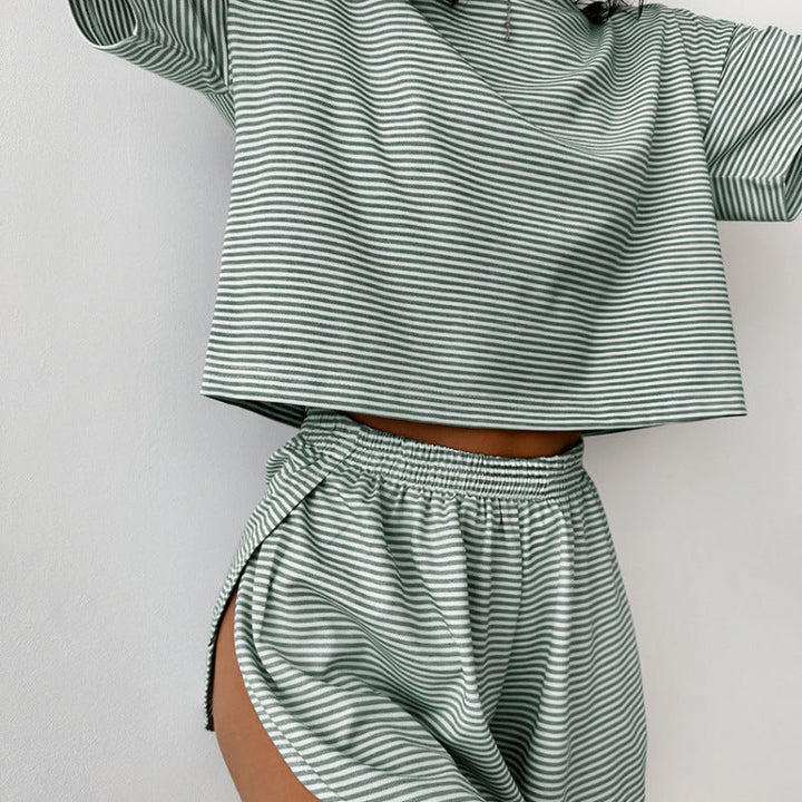 Damen stylisches Freizeit-Set mit lockerem Kurzarm-Top und Shorts Drune