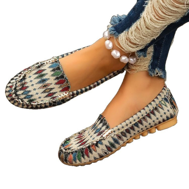 Damen Metallic Mokassin mit Noppenlaufsohle und Ziermetalldetail Drune