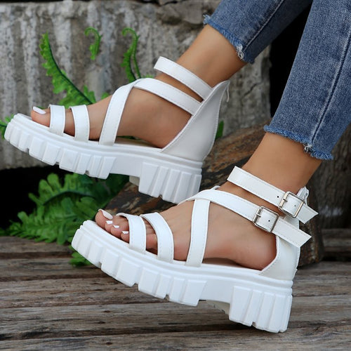 Damen Chunky Sandalen mit verstellbaren Riemen und rutschfester Sohle Drune