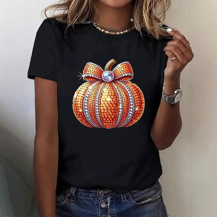 Damen T-Shirt mit stylischem Kürbis-Motiv und aufregendem Animal-Print Drune