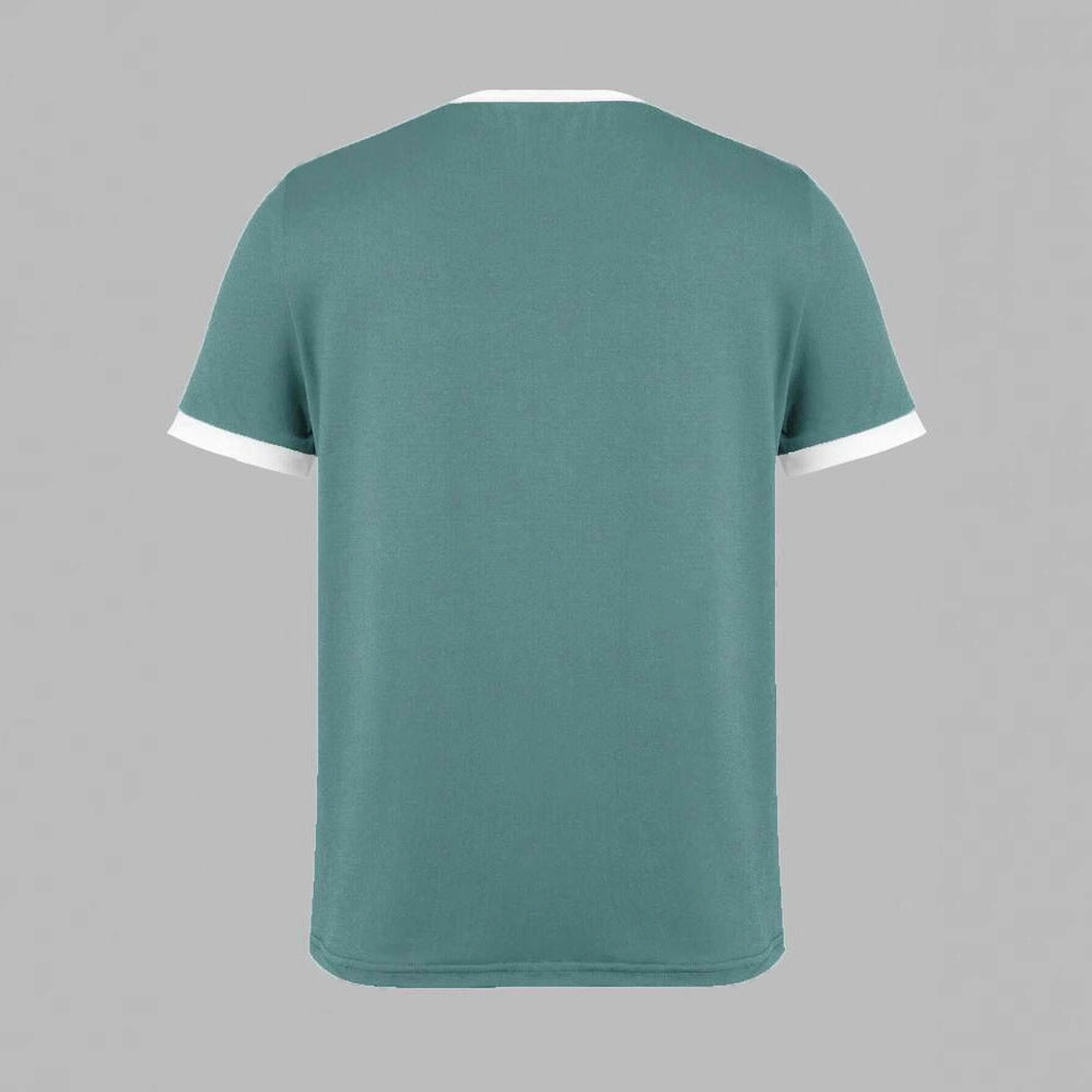 Damen lässiges T-Shirt mit kontrastierendem Rundhalsausschnitt und bequemer Passform Drune