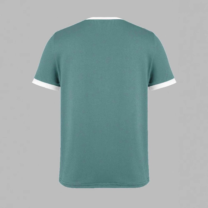Damen lässiges T-Shirt mit kontrastierendem Rundhalsausschnitt und bequemer Passform Drune