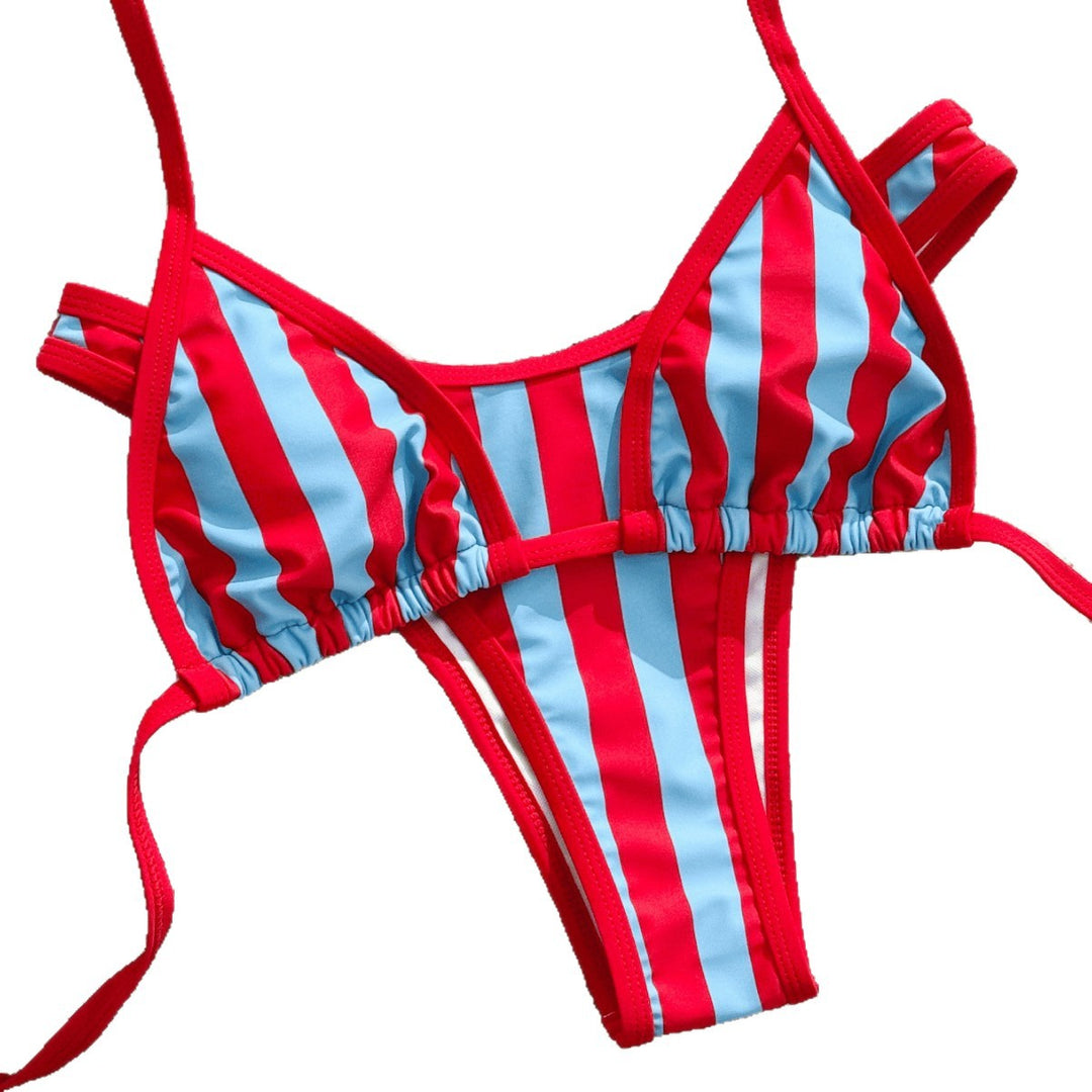 Damen Triangel-Bikini mit modischem Streifenmuster Drune