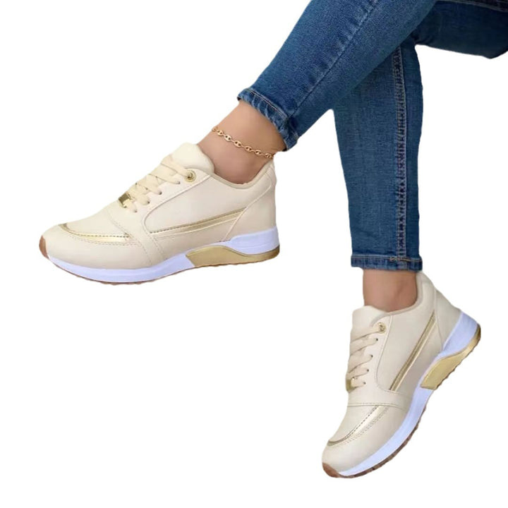 Damen Keilabsatz-Sneaker mit Goldakzenten und gepolsterter Laufsohle Drune