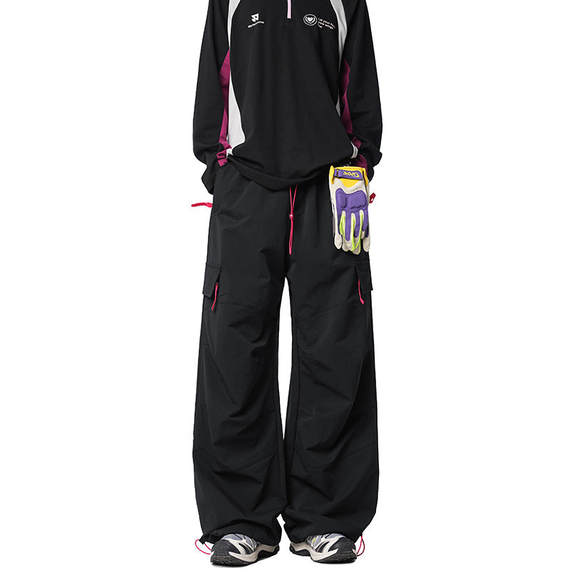 Herren Weite Funktions-Nylonhose mit Tunnelzugbund, Utility-Taschen & Baggy-Silhouette Drune