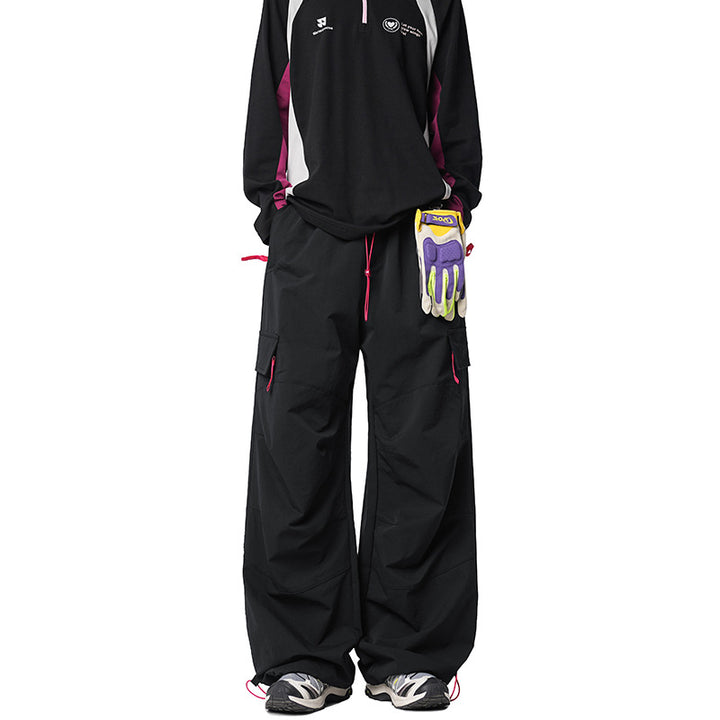 Herren Weite Funktions-Nylonhose mit Tunnelzugbund, Utility-Taschen & Baggy-Silhouette Drune