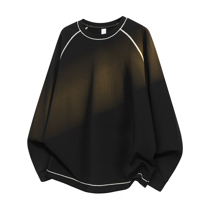 Herren Oversize Waffelstrick‑Sweatshirt mit Rundhals, Raglanärmeln und Kontrastnähten Drune